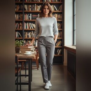 Jules & Leopold -Gray Casual Ankle Pants W/Front Pockets Elastic Waist, Size S/P